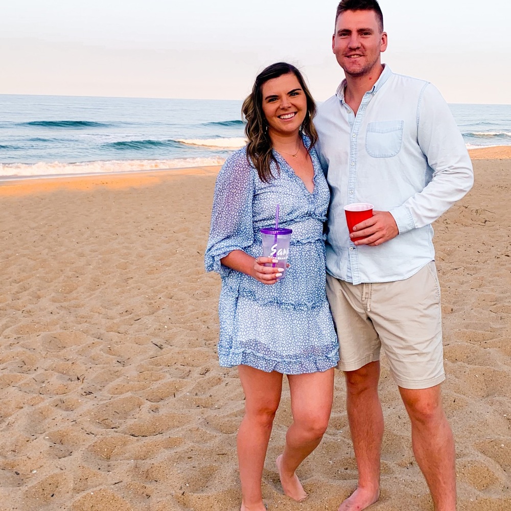 Light blue Mini Low V dress with keyhole back